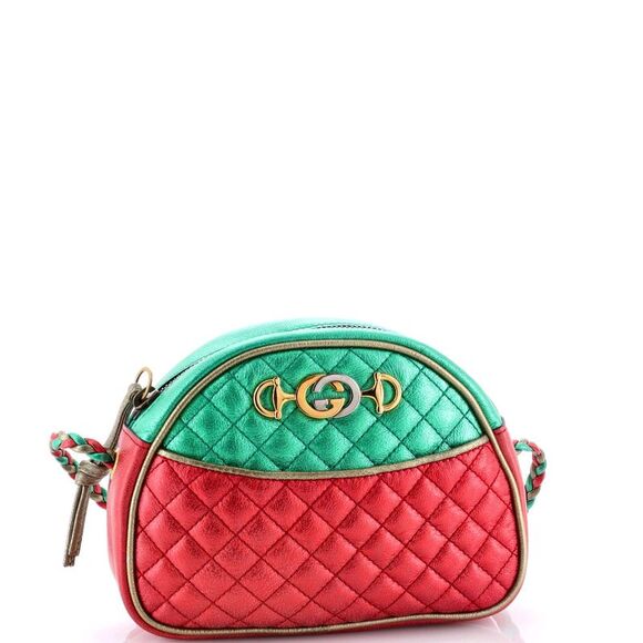 Gucci Trapuntata Camera Shoulder Bag Quilted Laminated Leather Mini Multicolor - Picture 2 of 8
